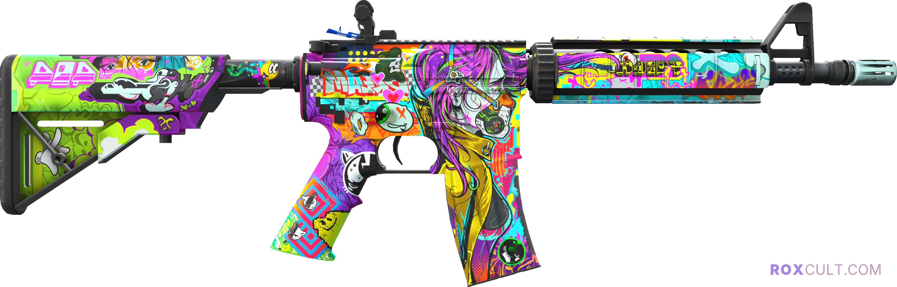 StatTrak™ M4A4 | In Living Color (Minimal Wear) — rox (Holo) Antwerp 2022 craft, backside view