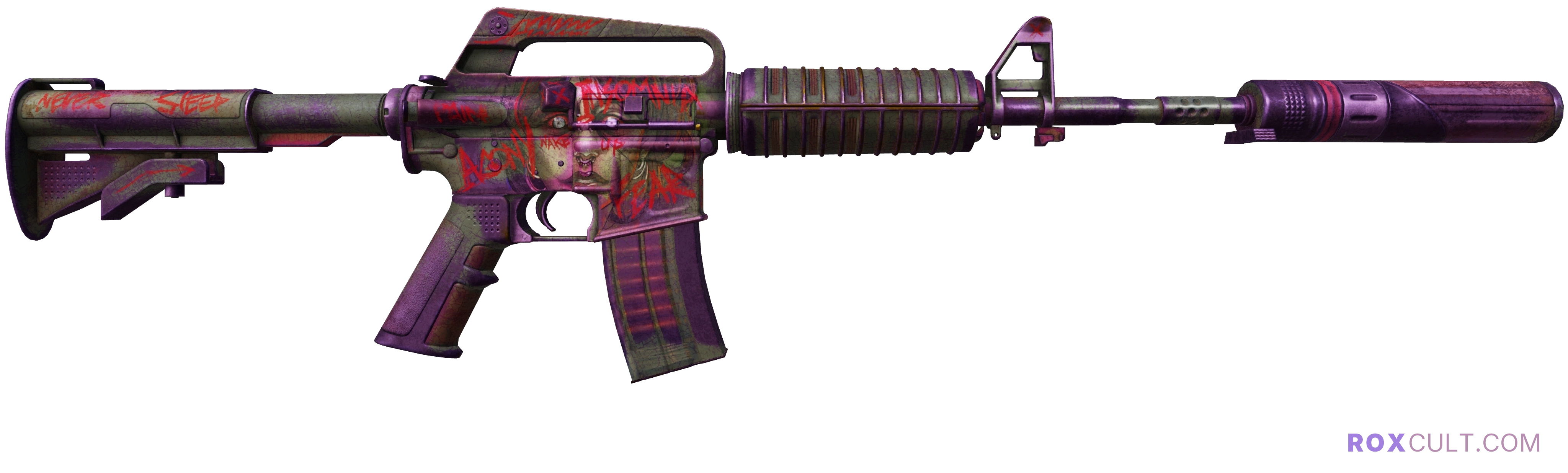 M4A1-S | Night Terror (Battle-Scarred) — rox (Holo) Antwerp 2022 craft, backside view