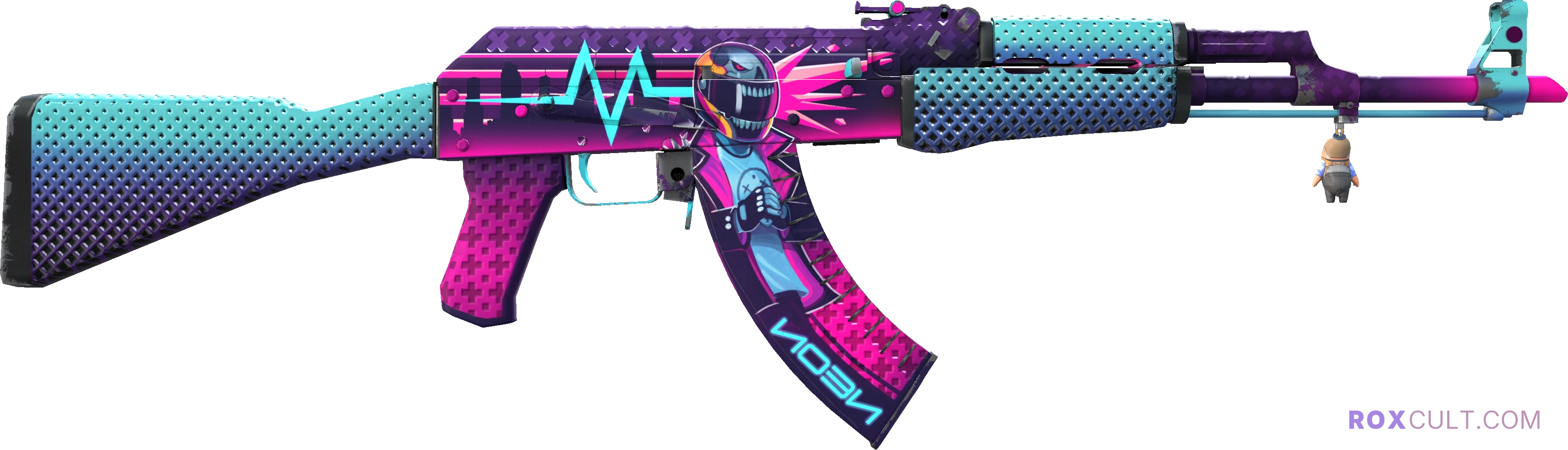 StatTrak™ AK-47 | Neon Rider (Minimal Wear) — rox (Holo) Antwerp 2022 craft, backside view