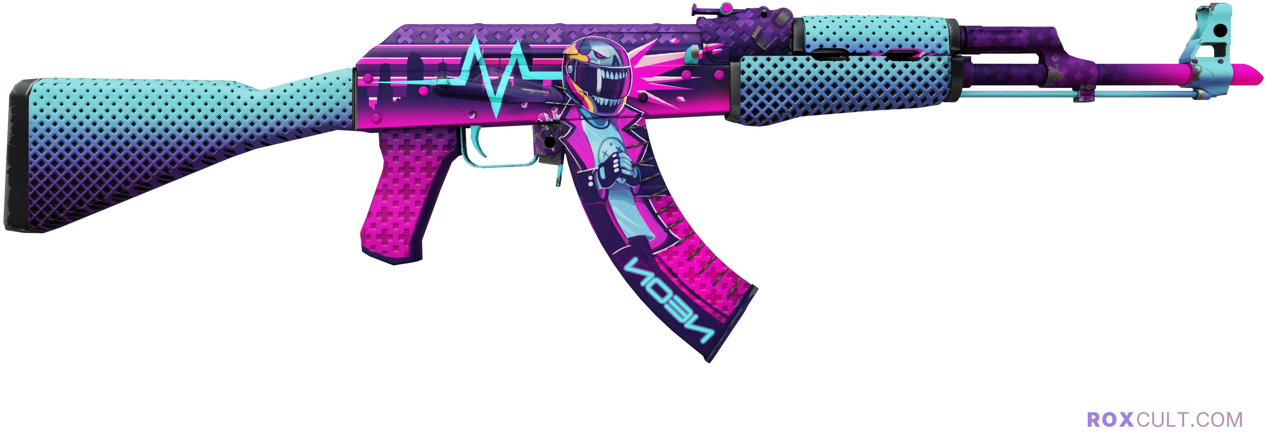 AK-47 | Neon Rider (Factory New) — rox (Holo) Antwerp 2022 craft, backside view