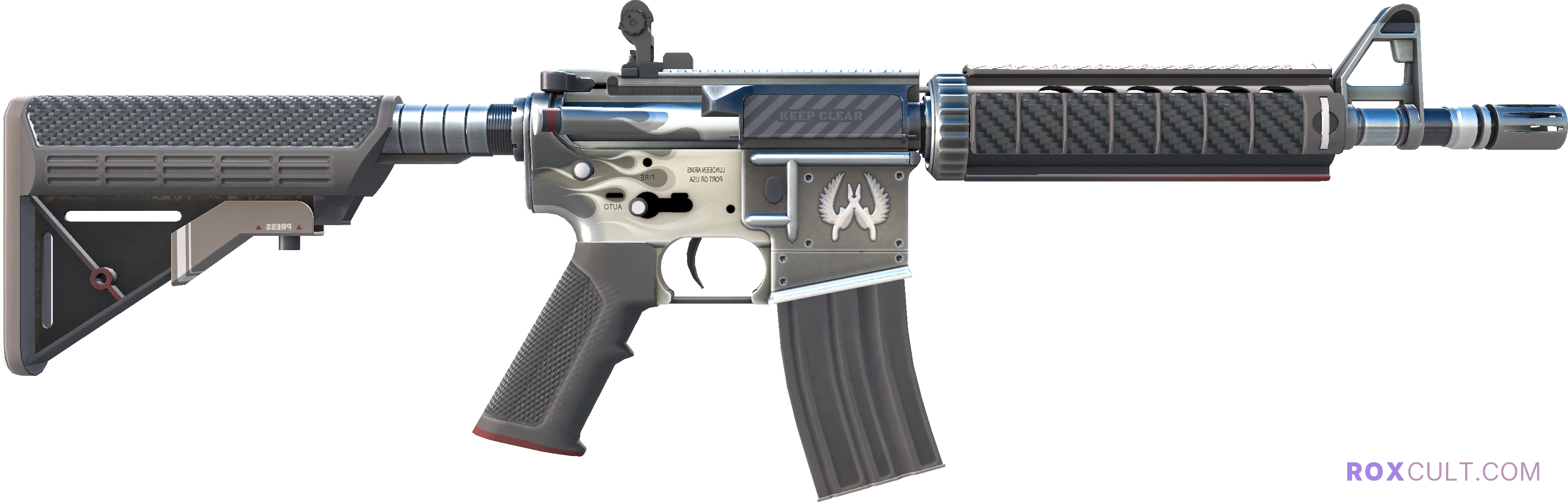 M4A4 | Magnesium (Factory New) — rox (Holo) Antwerp 2022 craft, backside view