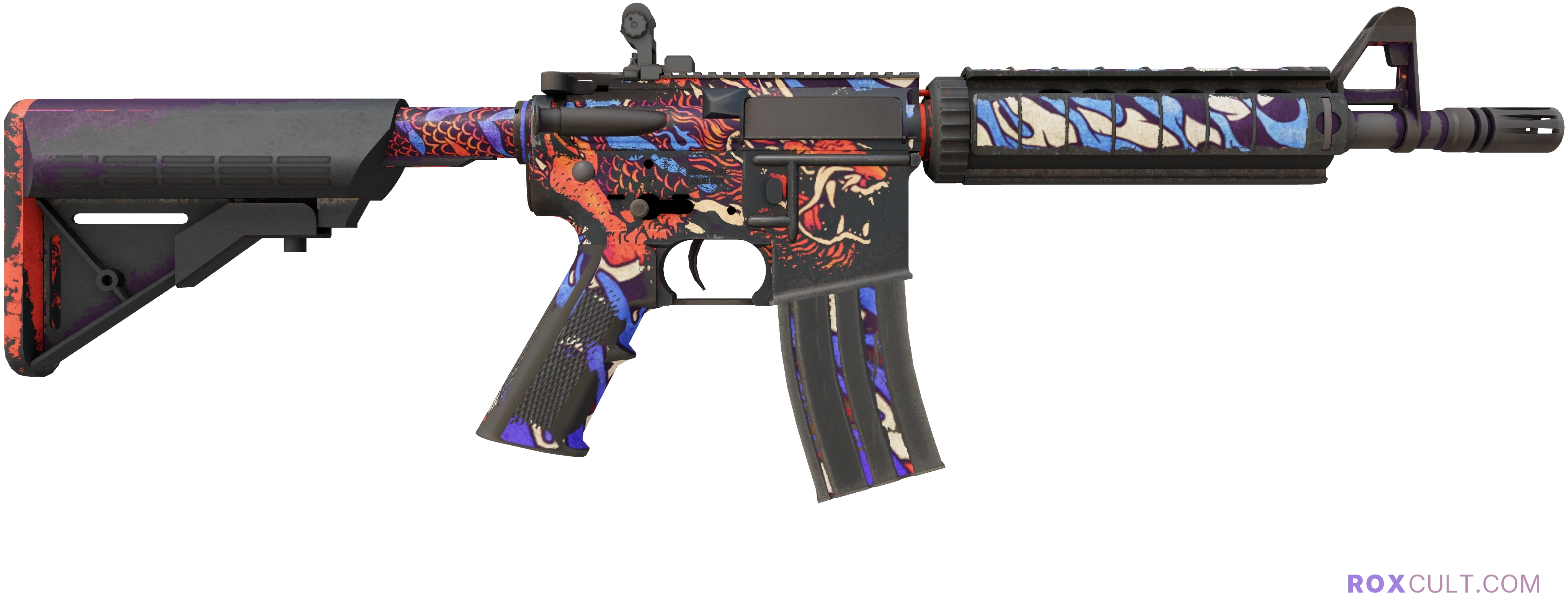 StatTrak™ M4A4 | 龍王 (Dragon King) (Battle-Scarred) — rox (Holo) Antwerp 2022 craft, backside view