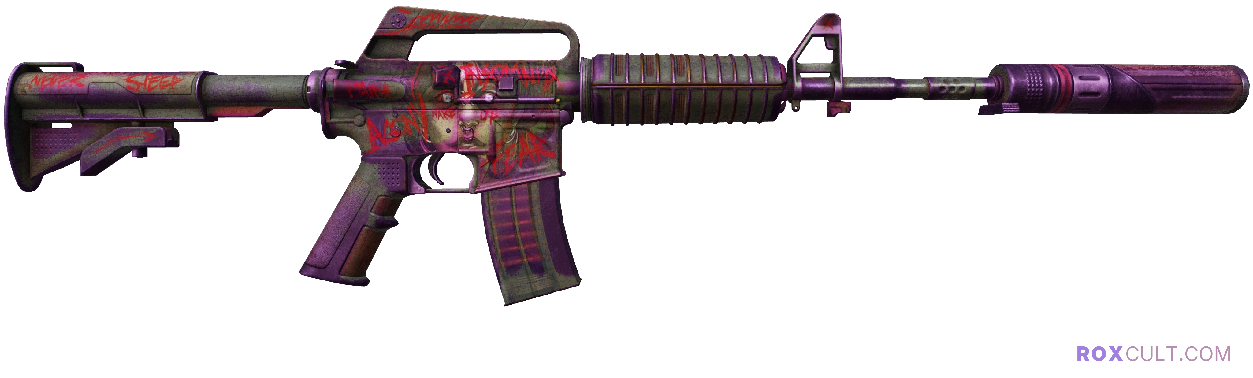 M4A1-S | Night Terror (Battle-Scarred) — rox (Holo) Antwerp 2022 craft, backside view