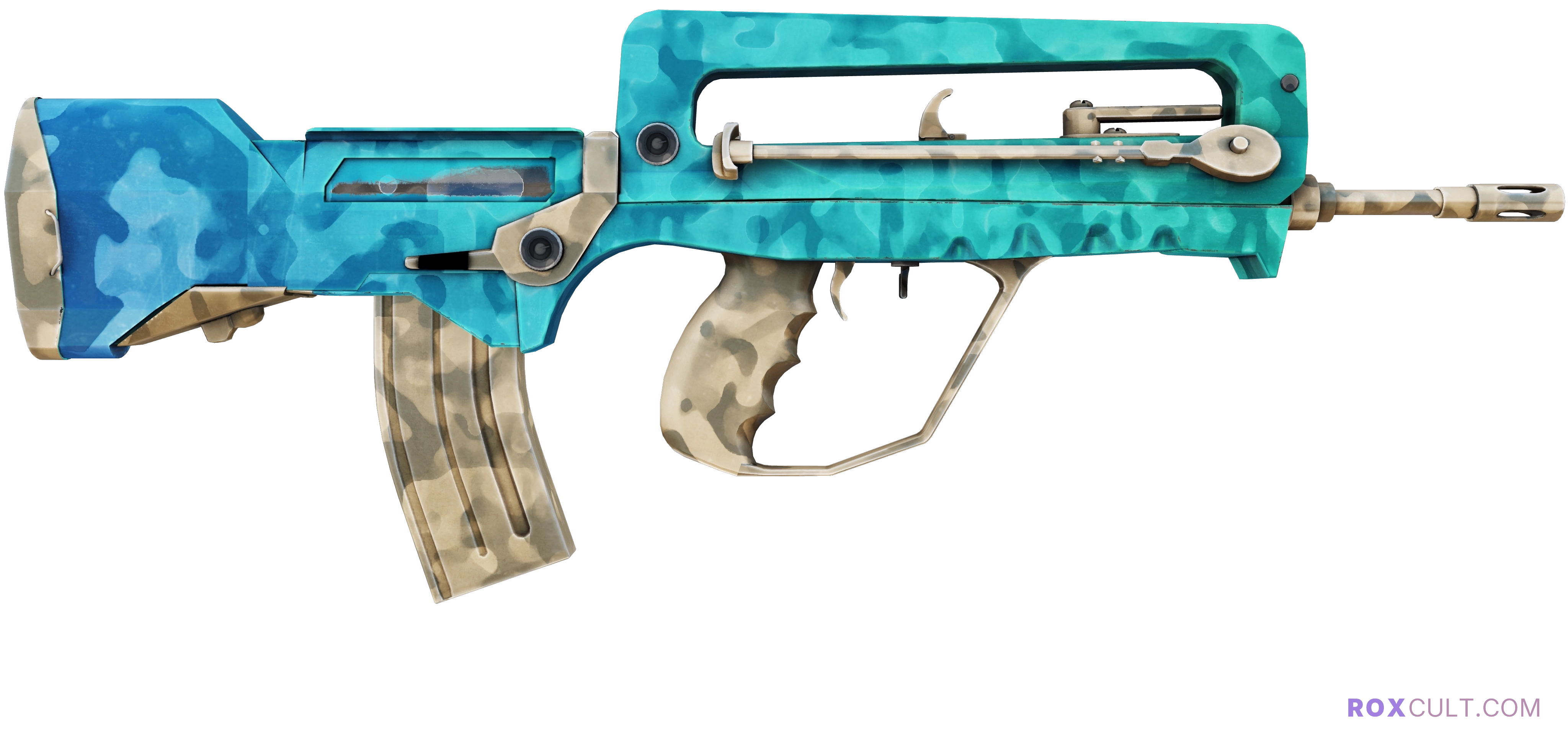 FAMAS | Waters of Nephthys (Minimal Wear) — rox (Holo) Antwerp 2022 craft, backside view