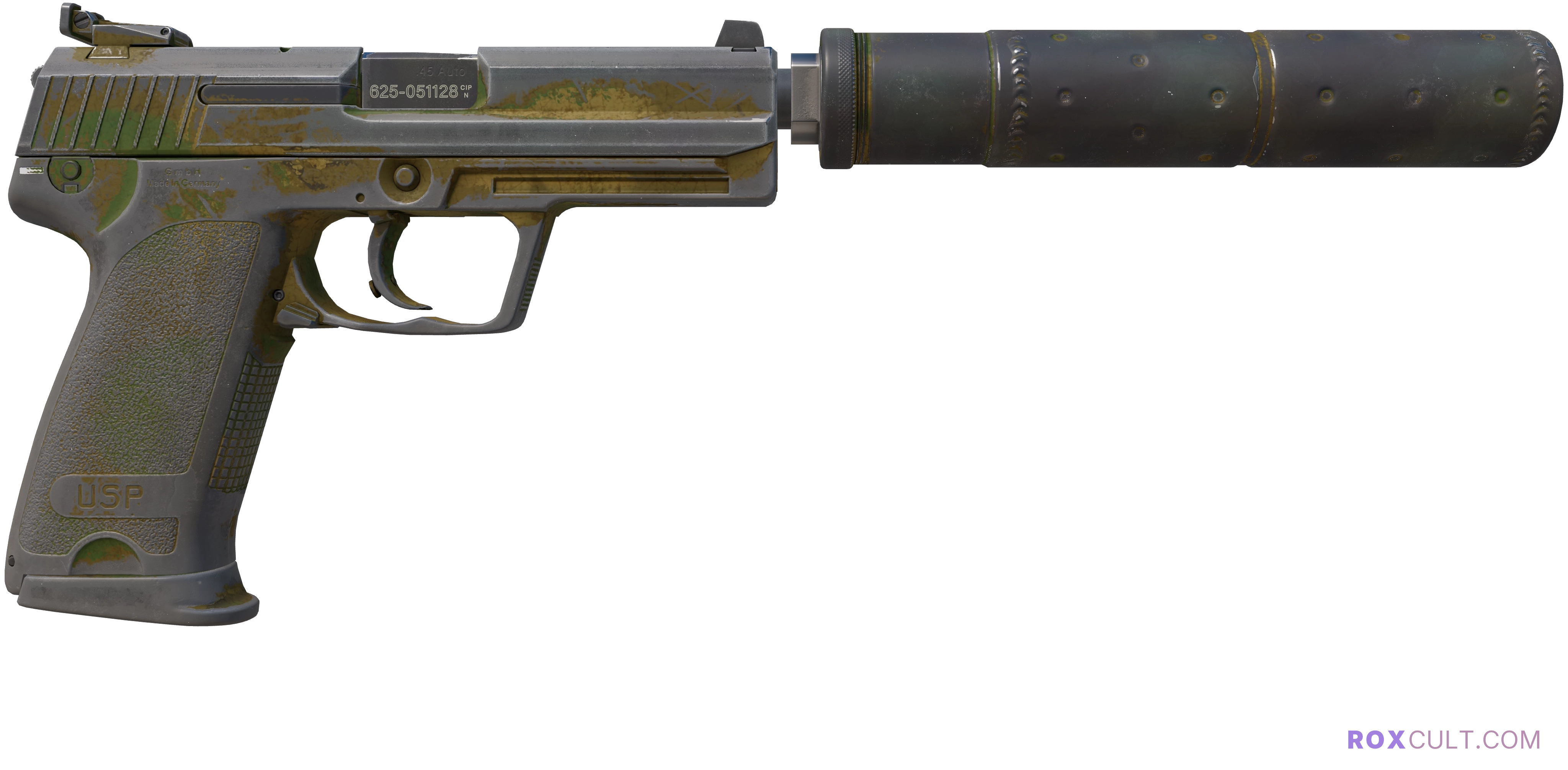 USP-S | Forest Leaves (Battle-Scarred) — rox (Holo) Antwerp 2022 craft, backside view