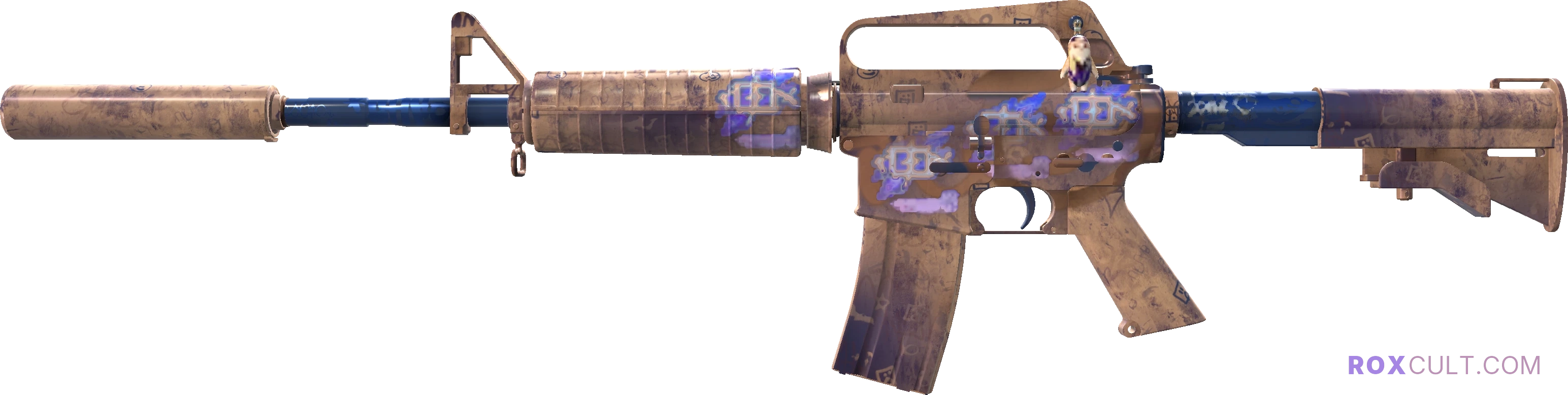 M4A1-S | Wash me plz (Factory New) — rox (Holo) Antwerp 2022 craft, playside view with 4 rox (Holo) stickers