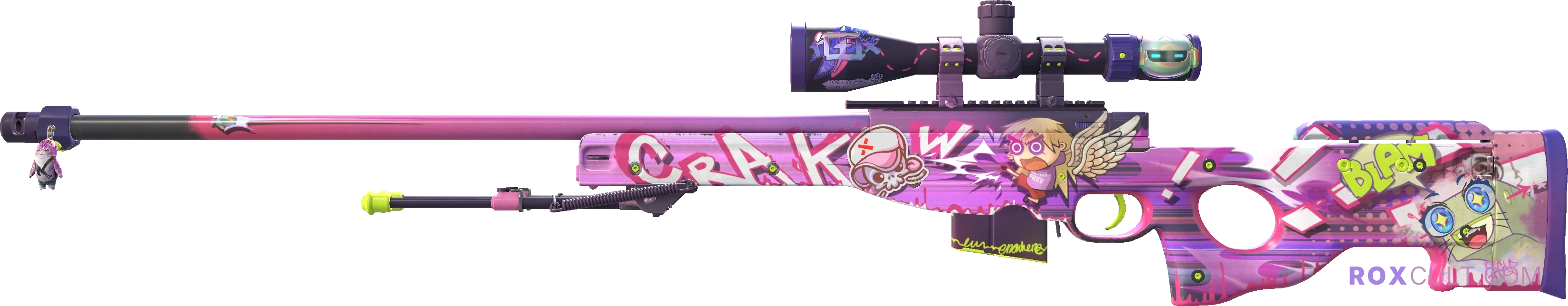 AWP | Crakow! (Field-Tested) — rox (Holo) Antwerp 2022 craft, playside view with 1 rox (Holo) sticker