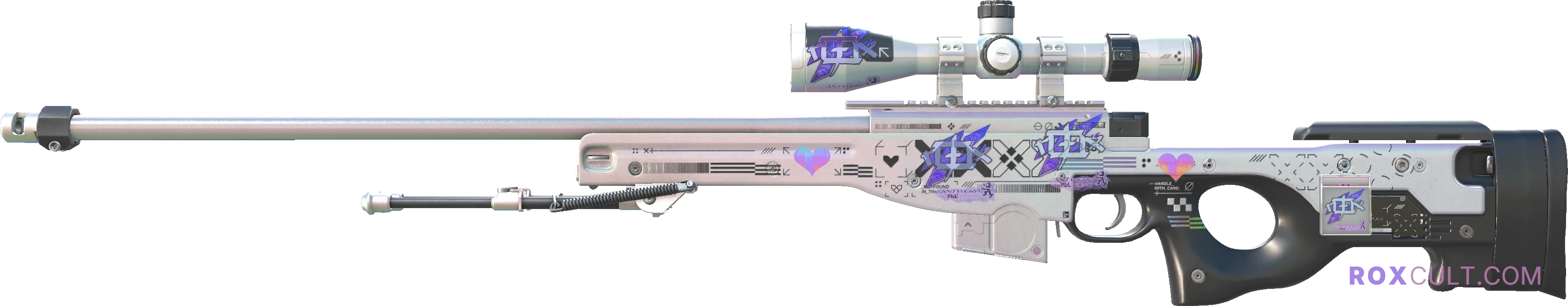 AWP | Printstream (Minimal Wear) — rox (Holo) Antwerp 2022 craft, playside view with 3 rox (Holo) stickers