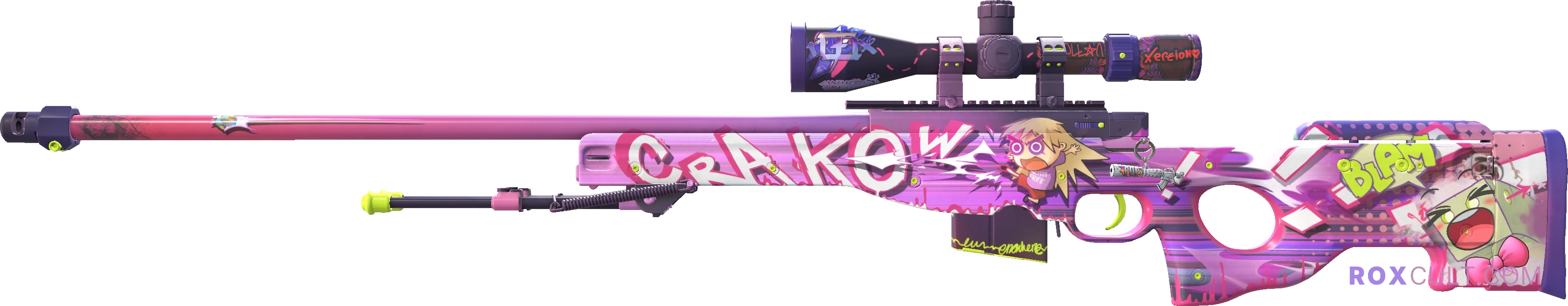 AWP | Crakow! (Factory New) — rox (Holo) Antwerp 2022 craft, playside view with 1 rox (Holo) sticker