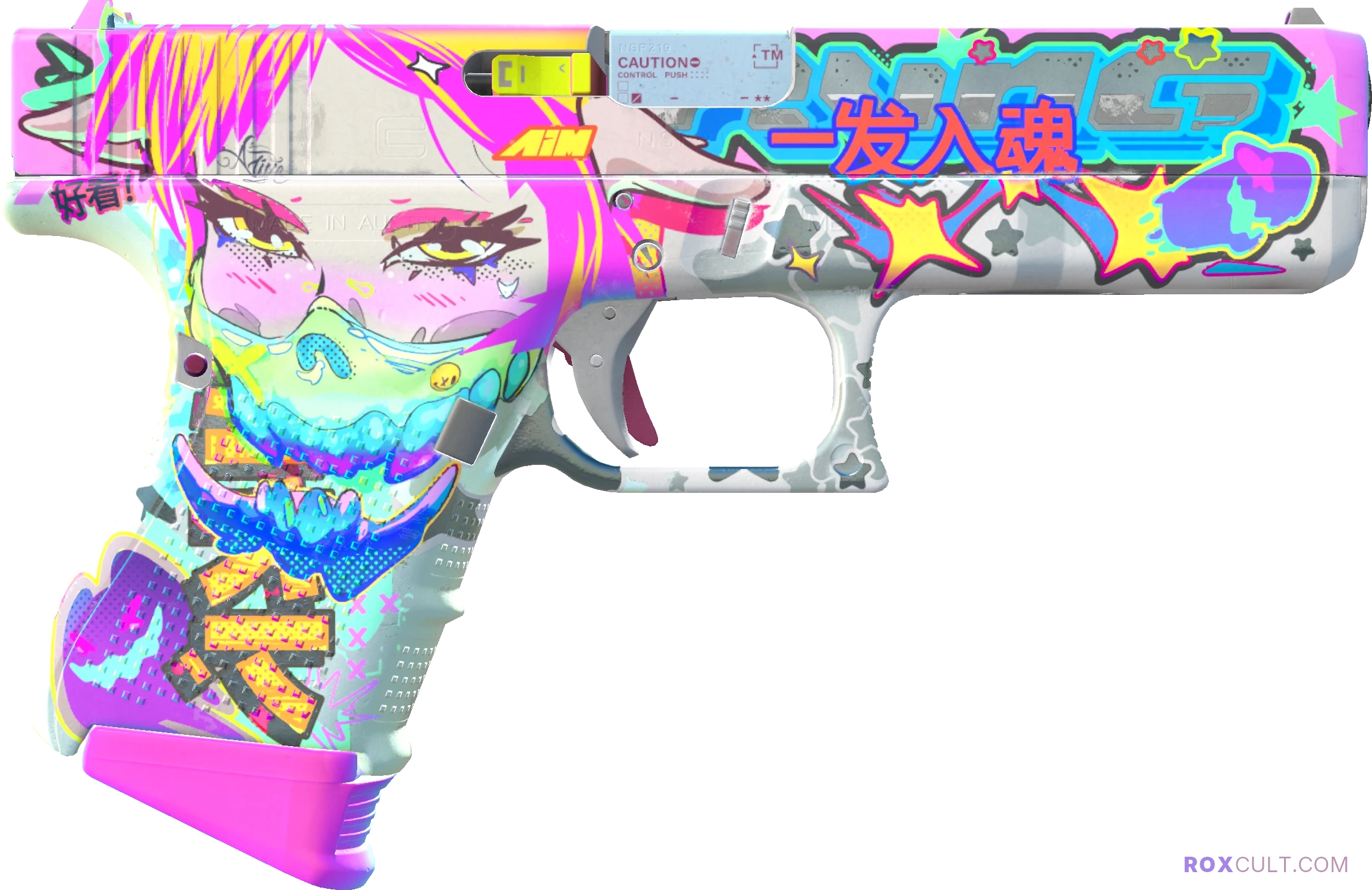 Glock-18 | Fully Tuned (Factory New) — rox (Holo) Antwerp 2022 craft, backside view